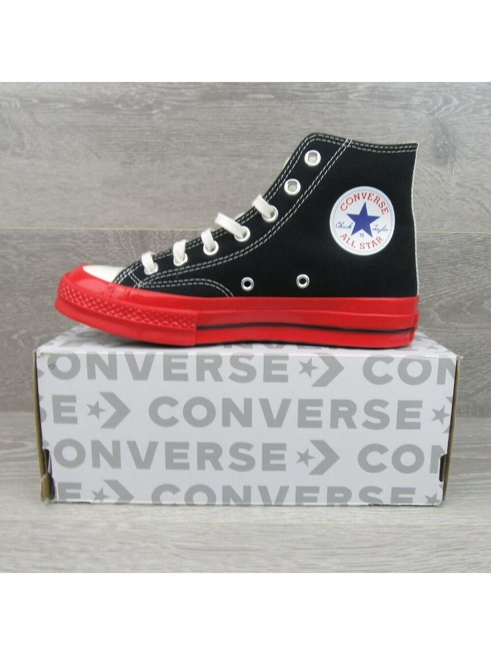 Converse x Chuck 70 HI Comme des Garcons CDG PLAY Sneakers Mens 5 / Womens 7 NEW - Picture 3 of 14